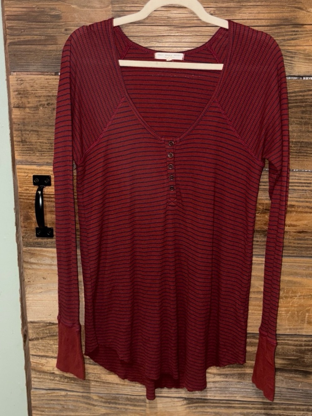 Truly Madly Deeply Burgundy and Black Striped Top